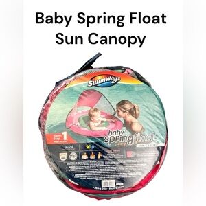 NWT SwimWays Pink & Blue Baby Spring Float Sun Canopy Ages 9-24 Months